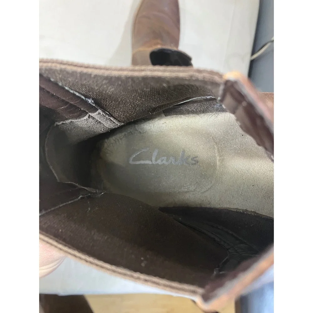 Clarks‎ Mens Dark Brown Leather Chelsea Boots Chukka Ankle Boots Size 10.5